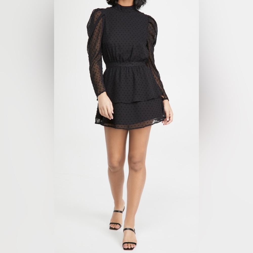 Yumi Kim Black Ruffle Sheer Mini Dress